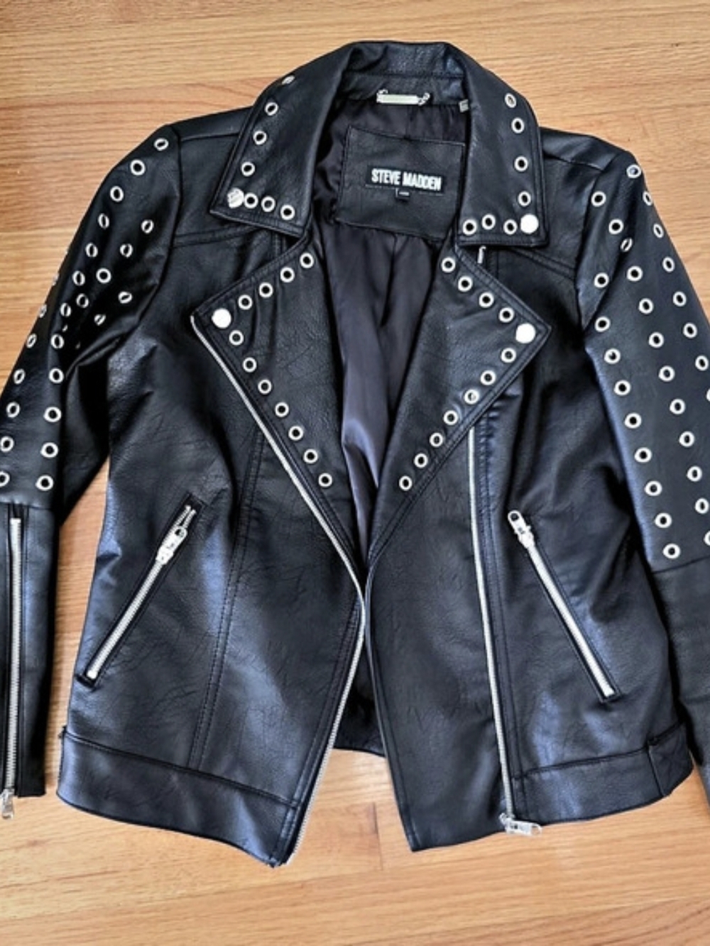 Steve Madden Grommet Moto Jacket Black Size Medium Like New